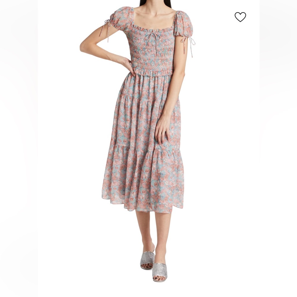 En Saison Pink and Blue Floral Midi Dress